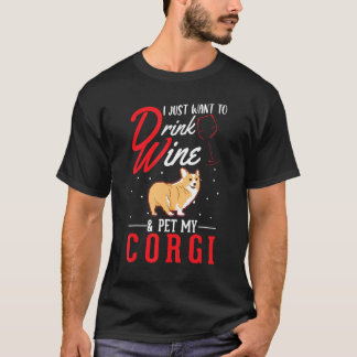 Corgi And Wine T Shirt