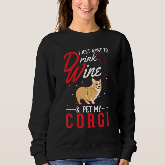 Corgi And Wine T Shirt (Framsida)