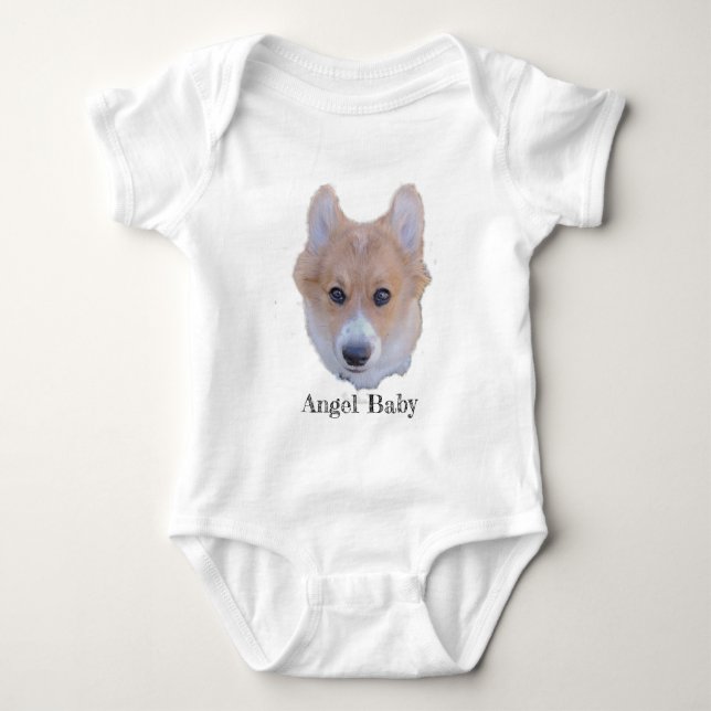 Corgi Angel Baby T Shirt (Framsida)