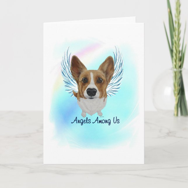 Corgi Angel Hund Pet Loss Sympathy Card Tack Kort (Framsida)