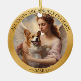 Corgi Angel Personlig Memorial Julgransprydnad Keramik