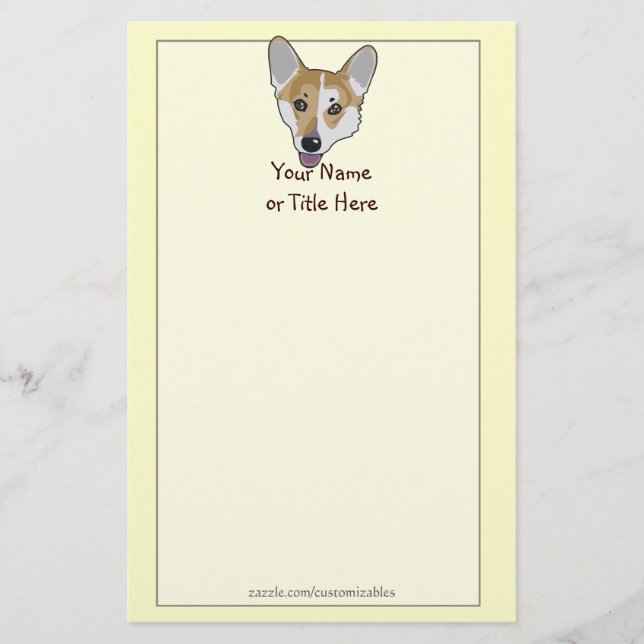 Corgi Ansikte Stationery Brevpapper (Framsida)