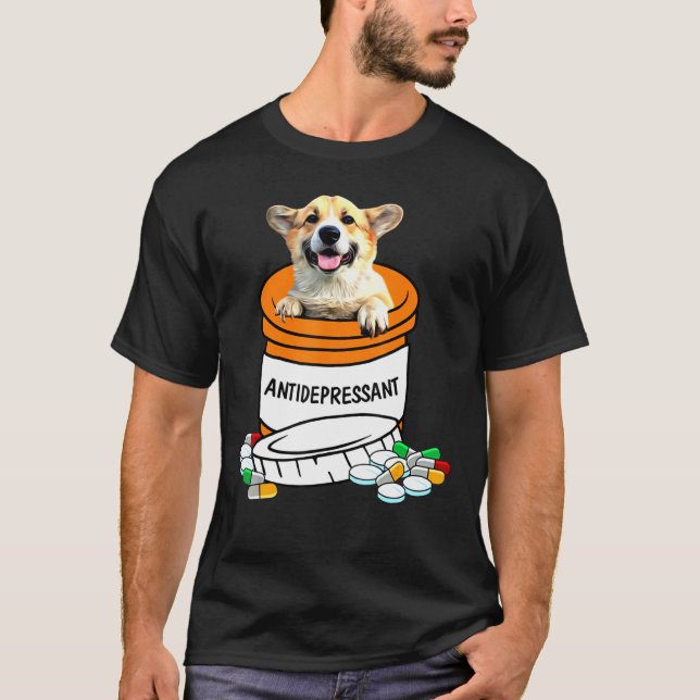Corgi Antidepressiva läkemedel Corgi Cute Hund T Shirt (Framsida)