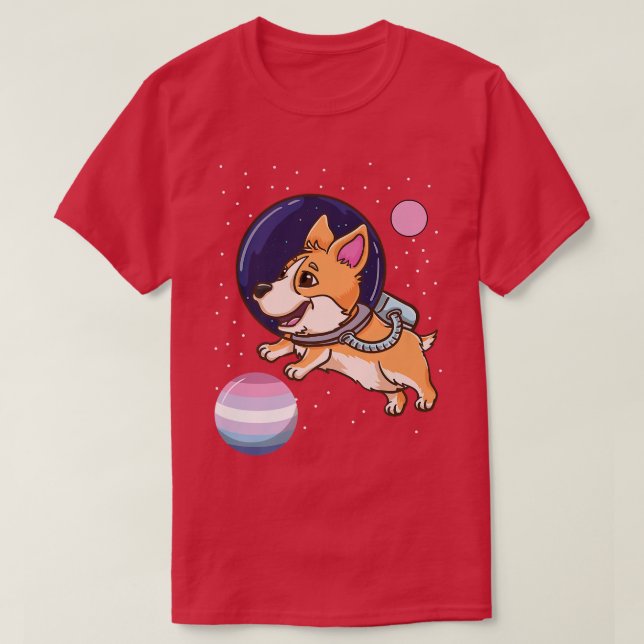 Corgi Astronaut Bigender Pride-233 T Shirt (Design framsida)
