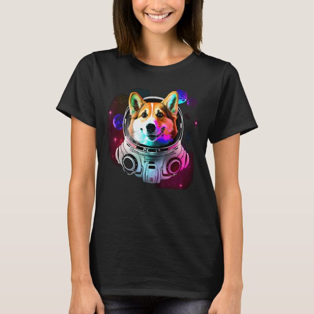 Corgi Astronaut Hund i Rymden Cosmic Explore T Shirt (Framsida)