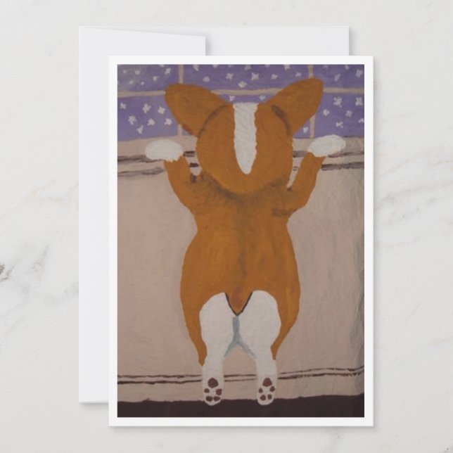 Corgi at Window Invitation Inbjudningar (Framsida)