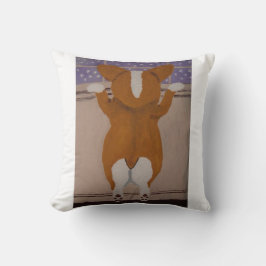 Corgi at Window Throw Pillow Kudde