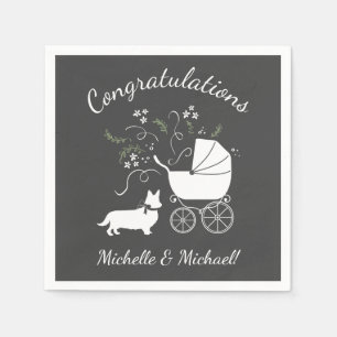 Corgi Baby Shower Hund Pappersservett
