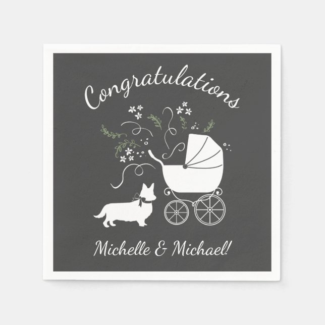 Corgi Baby Shower Hund Pappersservett (Framsidan)