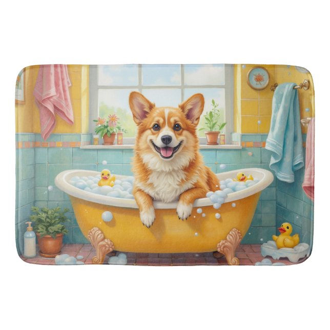 Corgi badtid Glad badrumsdekor Badrumsmatta (Framsidan)