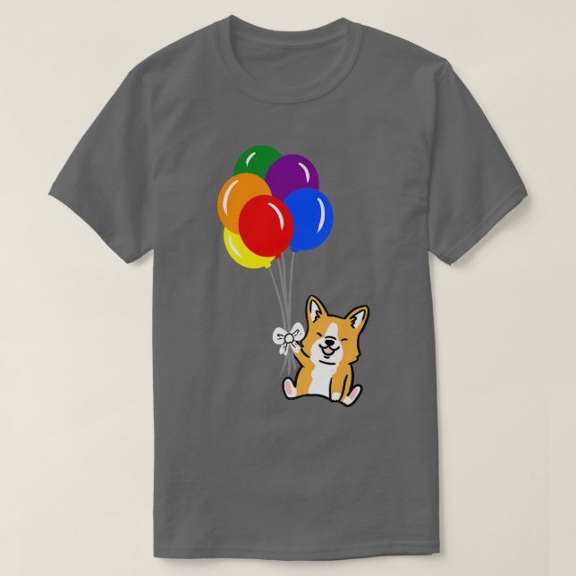 Corgi Balloon Gay pride-234 T Shirt (Design framsida)