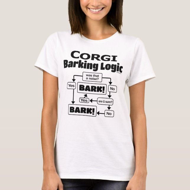 Corgi Barking Logic T Shirt (Framsida)