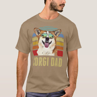Corgi Best Hund Pappa någonsin Retro Sunset Beach  T Shirt