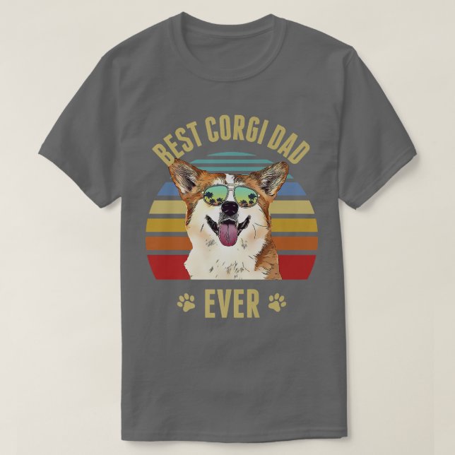 Corgi Best Hund Pappa någonsin Retro Sunset Beach  T Shirt (Design framsida)