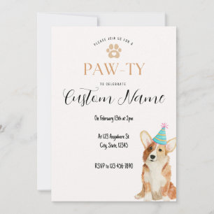 Corgi Birthday Tass-ty Inbjudningar