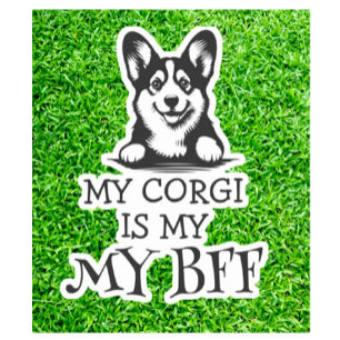 Corgi Black and White Best Hårig Friend Theme Klistermärken