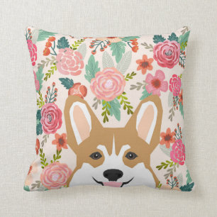 Corgi blommor vår walesisk corgi kudde