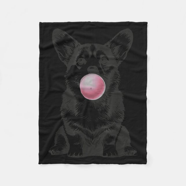 Corgi Blowing Bubble Gum Funny Dog Cartoon Meme  Fleecefilt (Framsidan)