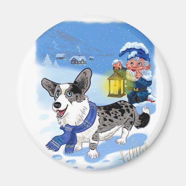 Corgi blue merle magnet (Framsidan)
