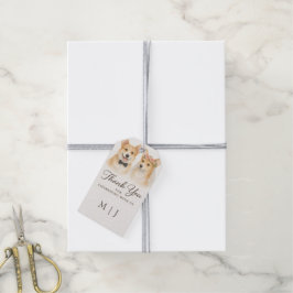 Corgi Blush Elfenbensvit Bröllop Tack Monogram Presentetikett