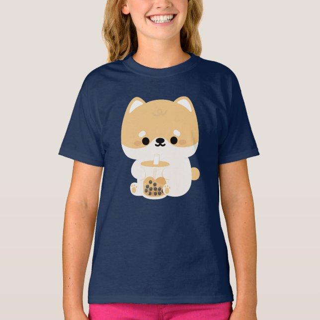 Corgi Boba Tea T Shirt (Framsida)
