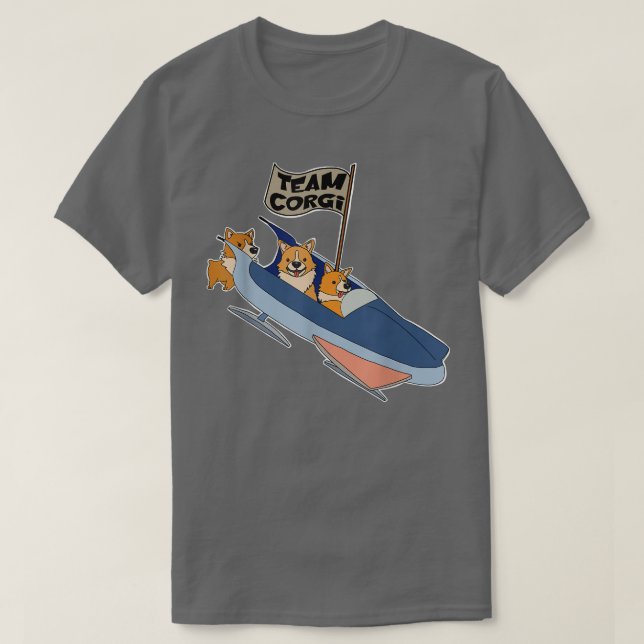 Corgi Bobsled Team Bob Sled Bobsled Winter Snö T Shirt (Design framsida)