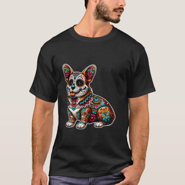 Corgi Bone Halloween-dagen de T Shirt (Framsida)