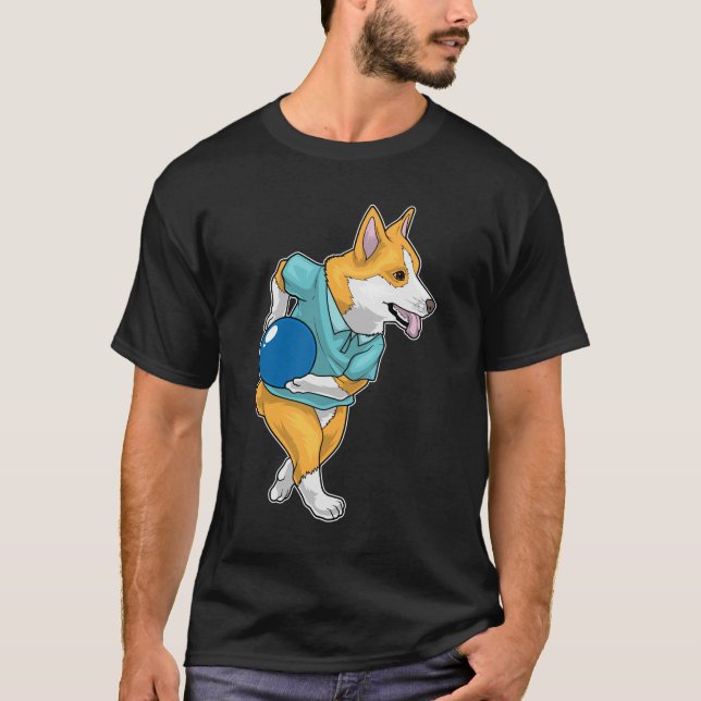 Corgi Bowling Bowling ball T Shirt (Framsida)