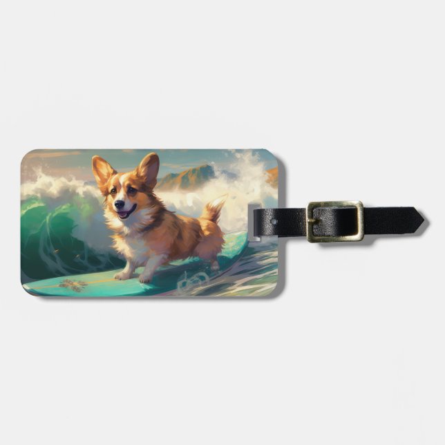Corgi  Bräd Surfning Målning Bagagebricka (Horisontell Framsida)