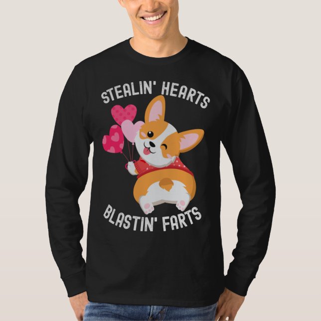 Corgi Breakin Hearts Blastin Farts Valentines Day  T Shirt (Framsida)