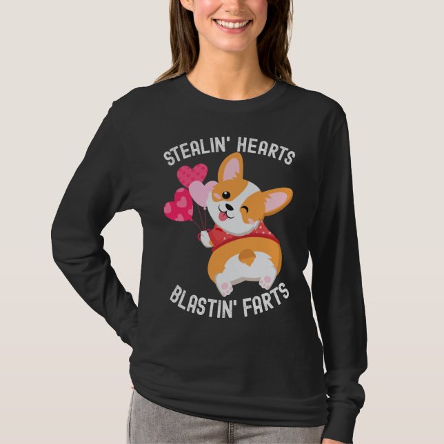 Corgi Breakin Hearts Blastin Farts Valentines Day  T Shirt (Framsida)