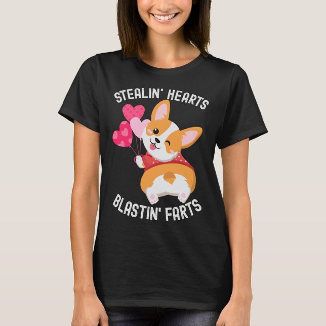 Corgi Breakin Hearts Blastin Farts Valentines Day  T Shirt (Framsida)