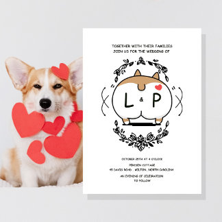Corgi bröllops födelsedags inbjudan Cartoon