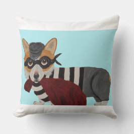 Corgi Burglar Throw Pillow Kudde