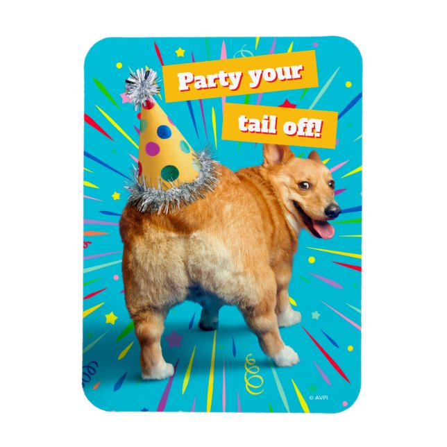 Corgi Butt Birthday Hat Magnet (Vertikal)