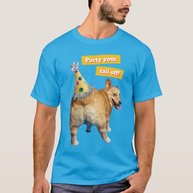 Corgi Butt Birthday Hat T Shirt (Framsida)