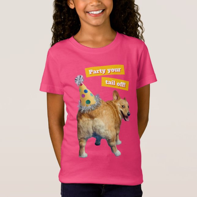 Corgi Butt Birthday Hat T Shirt (Framsida)