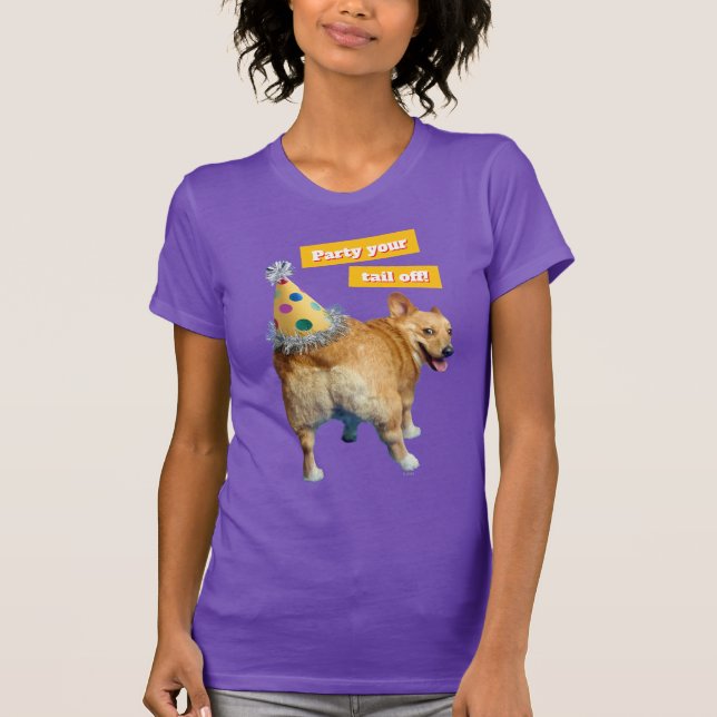 Corgi Butt Birthday Hat T Shirt (Framsida)
