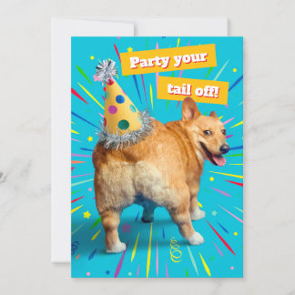 Corgi Butt Födelsedags hatt Inbjudningar