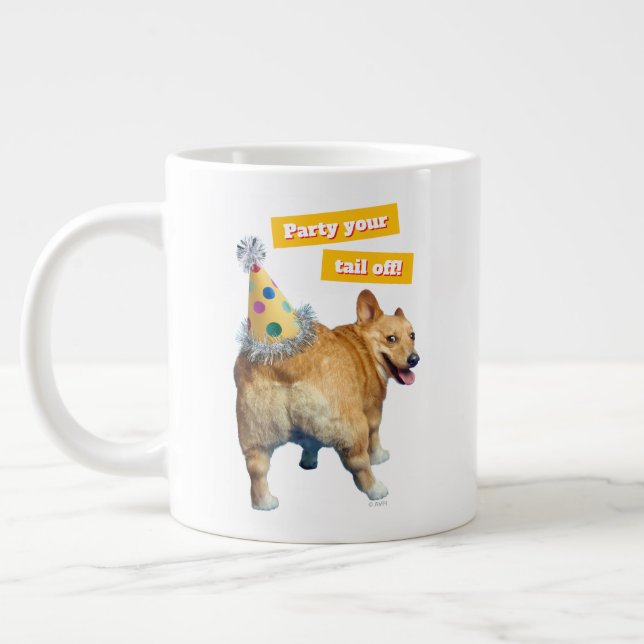 Corgi Butt Födelsedagsmössa Jumbo Mugg (Vänster)