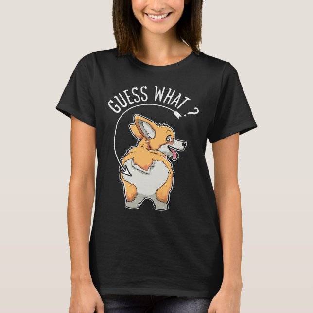 Corgi Butt Funny Corgis Hund Puppy Tees T Shirt (Framsida)
