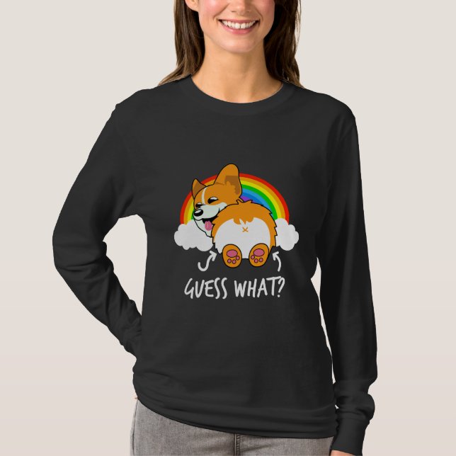 Corgi Butt gissar vad roligt T Shirt (Framsida)