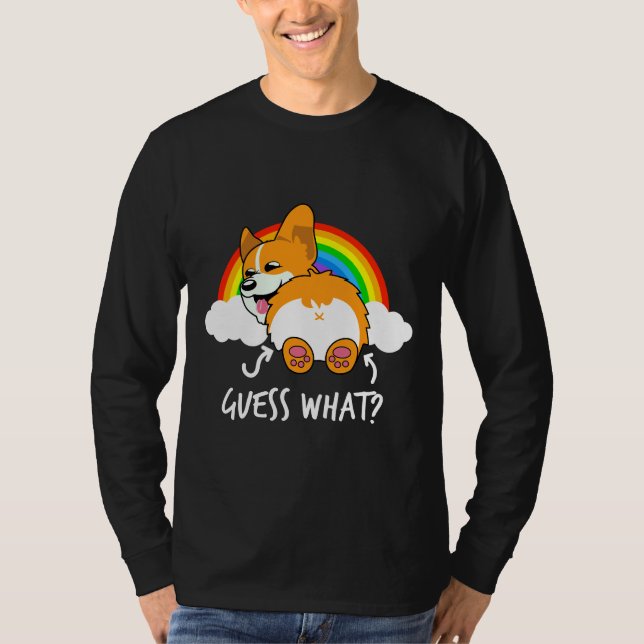 Corgi Butt gissar vad roligt T Shirt (Framsida)