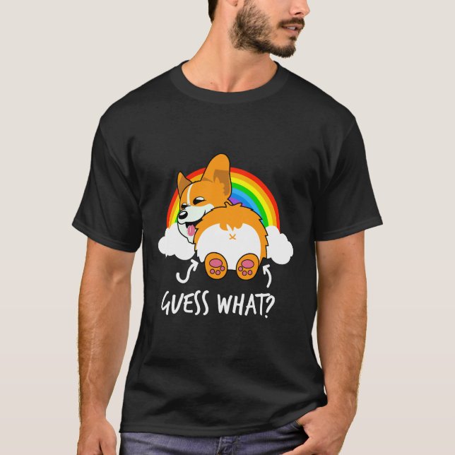 Corgi Butt gissar vad roligt T Shirt (Framsida)