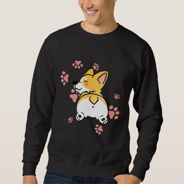 Corgi Butt Hund Lång Ärmad Tröja (Framsida)
