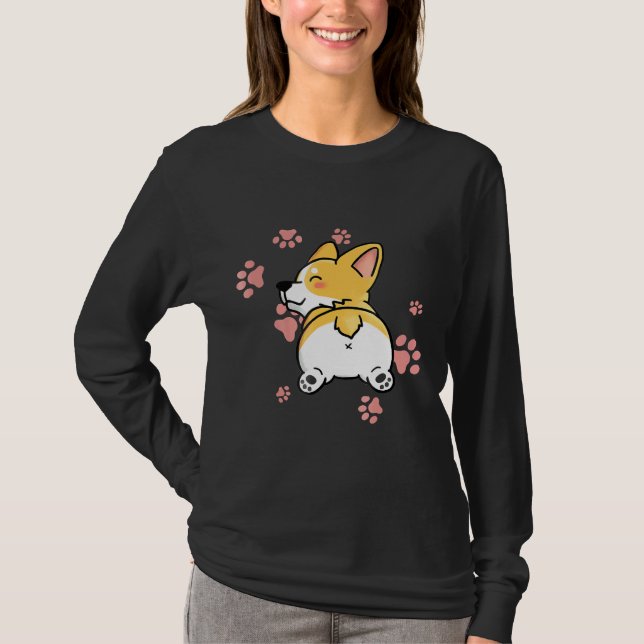 Corgi Butt Hund T Shirt (Framsida)
