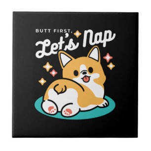 Corgi Butt och Nap Vibes - Cute Sleeping Hund Kakelplatta