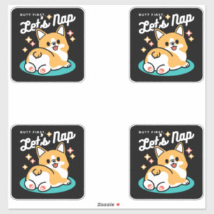 Corgi Butt och Nap Vibes - Cute Sleeping Hund Klistermärken