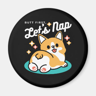 Corgi Butt och Nap Vibes - Cute Sleeping Hund Magnet