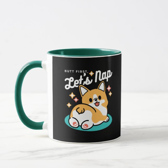 Corgi Butt och Nap Vibes - Cute Sleeping Hund Mugg (Vänster)